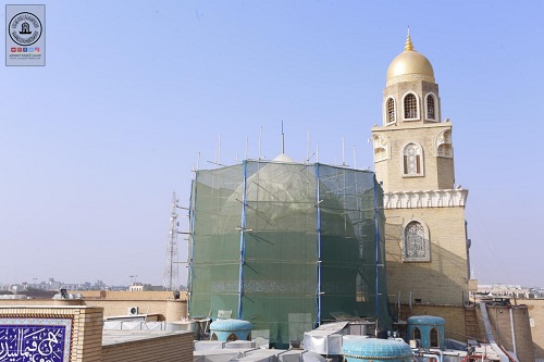 آغاز کار مرمت و حفاظت از گنبد مرقد «هانی‌بن عروه» در مسجد کوفه