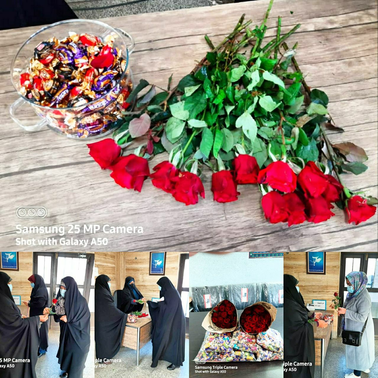 اهدا شاخه گل و شیرینی در سالروز ولادت حضرت زهرا (س) و روز زن در شهرک شهید بهشتی